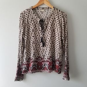 Francesca's Collection Tassel Printed Long Sleeve